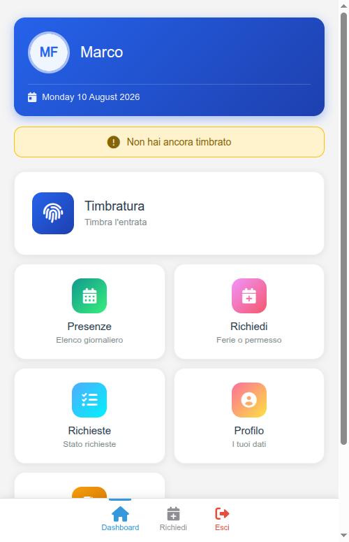 L'app per i dipendenti: timbrare e chiedere permessi dal telefono